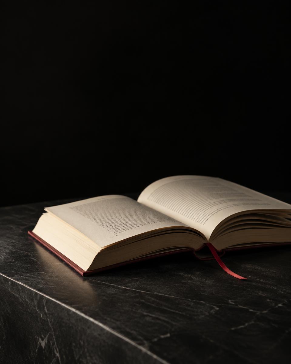 Libro aperto su un piano scuro